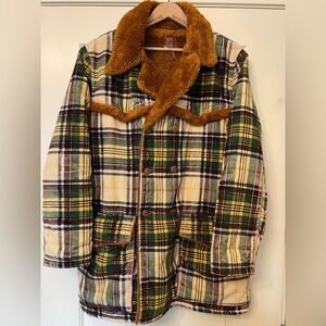 Vintage Jean Paul Gaultier winter Plaid Jacket with Brown Faux Fur